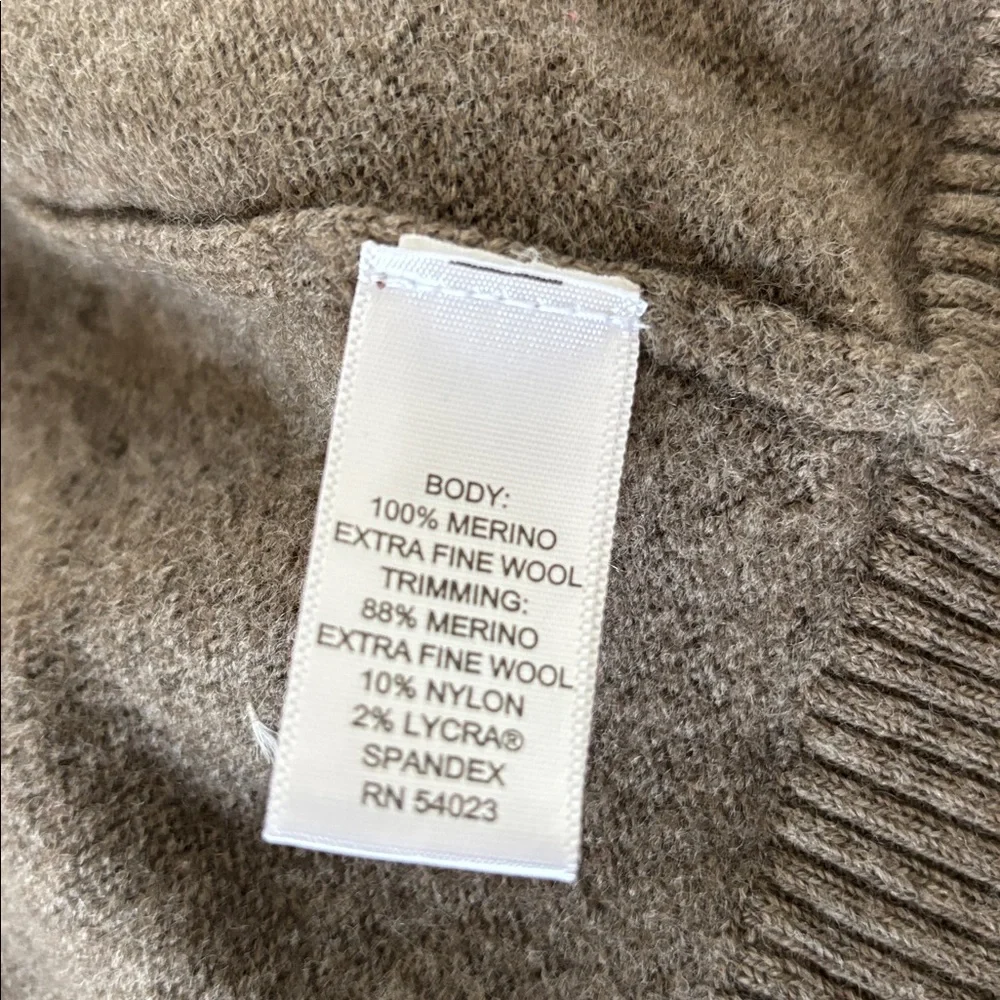 Banana Republic Modern Tipped Standing Collar Merino Wool Full‎ Zip Up Sweater S